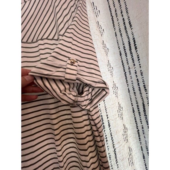Chico's long dress Size 3 X Large Striped Tee Cuffed Detail White Green New 16 - Picture 3 of 11